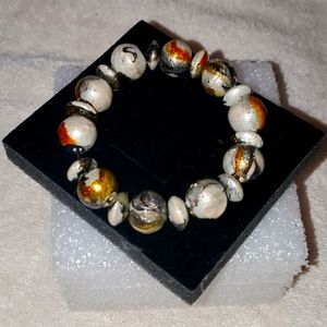 Painted Wood Bead Stretchy Bracelet
